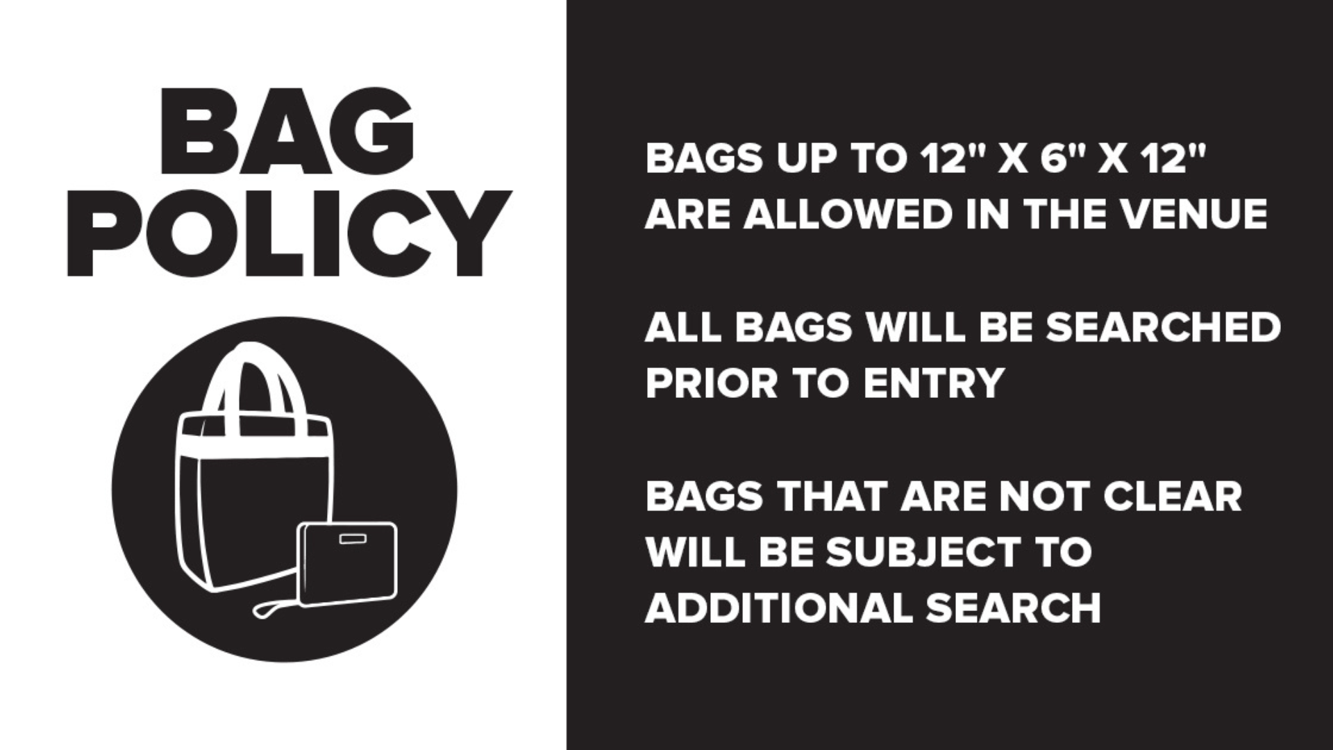 Punch Line Sacramento Bag Policy